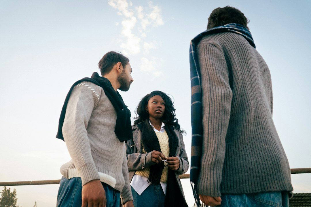 group of friends discussing